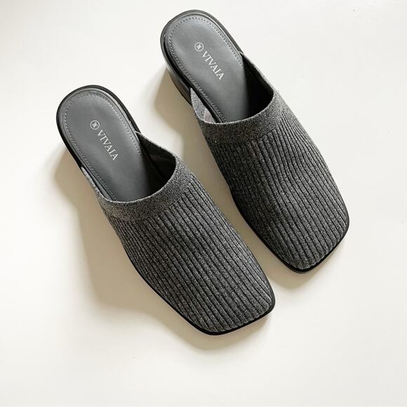 Vivaia Grey Giselle Square Toe Knit Mule - Picture 3 of 10